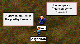 Bones gives Algernon some flowers.