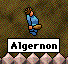 Algernon -- Idiot Savant's real name -- by the fence, wearing his blue clothes from the war